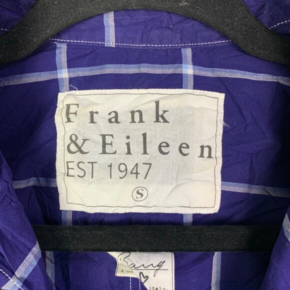 Frank & Eileen Barry Small Plaid‎ Button-Up Shirt In Blue & White Italy - Picture 6 of 12